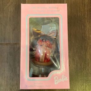 New in box;never opened 1997 Holiday Barbie 4” Decoupage Ornament included stand